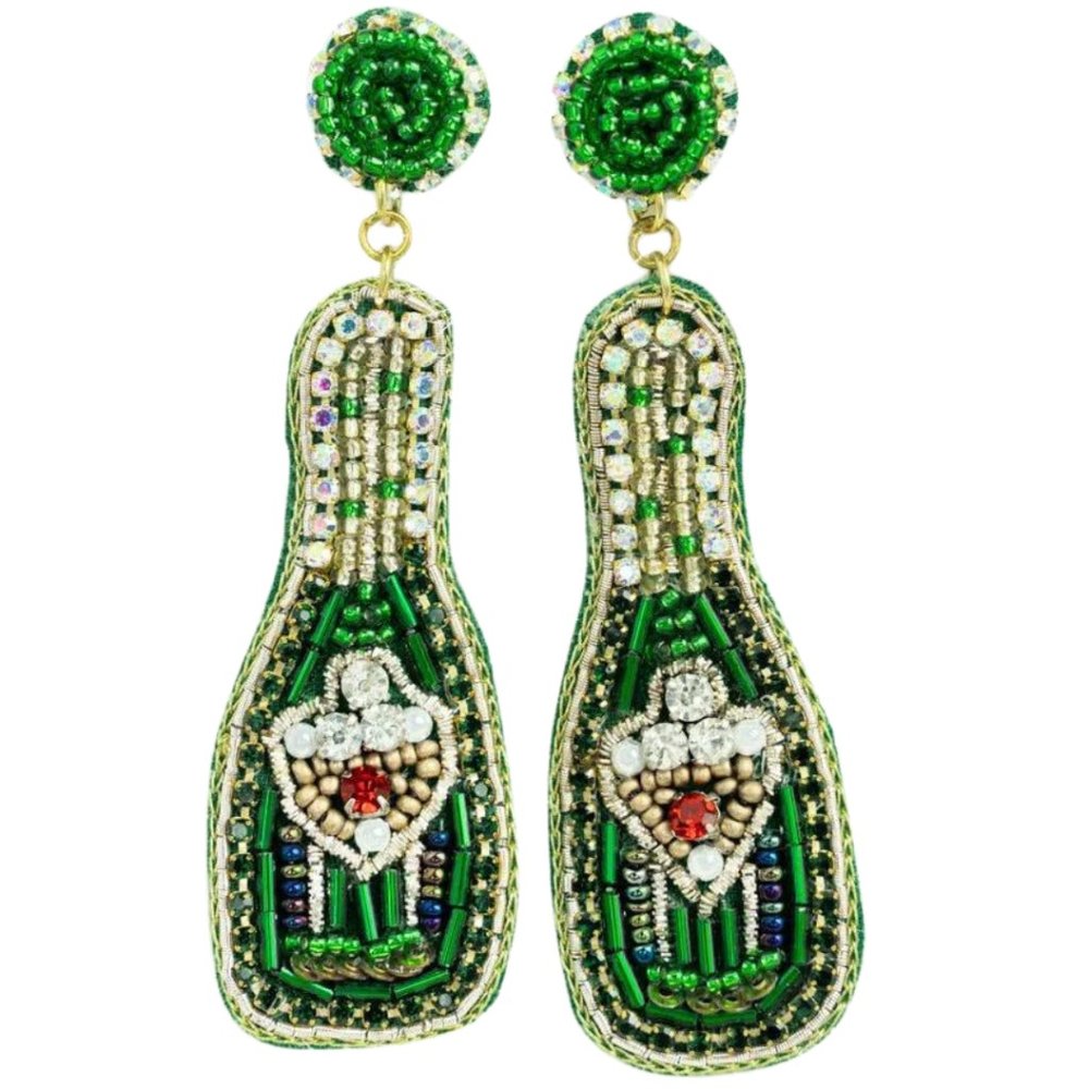 VIOLA Seed Bead Champaign Bottle Earrings NWT
